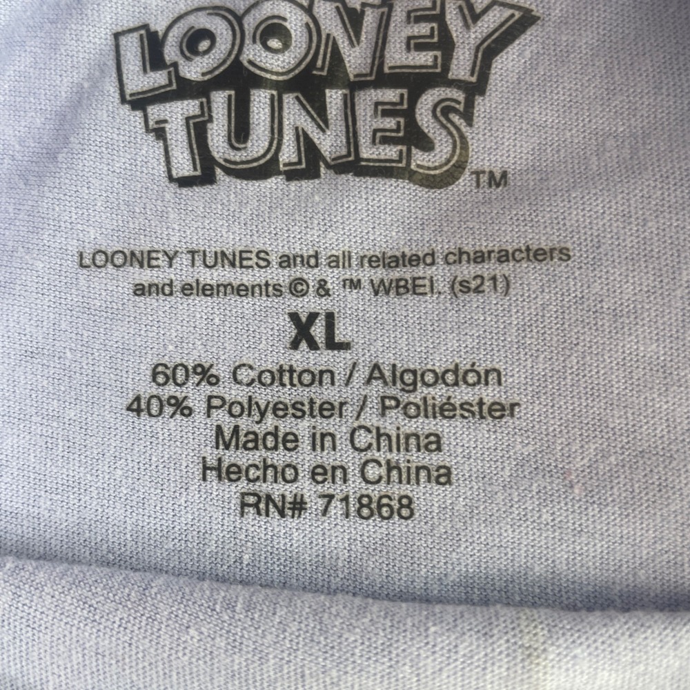 Looney Tunes Graphic T-Shirt Womens XL Purple Tweety Bird Characters Crop Top - Picture 3 of 6